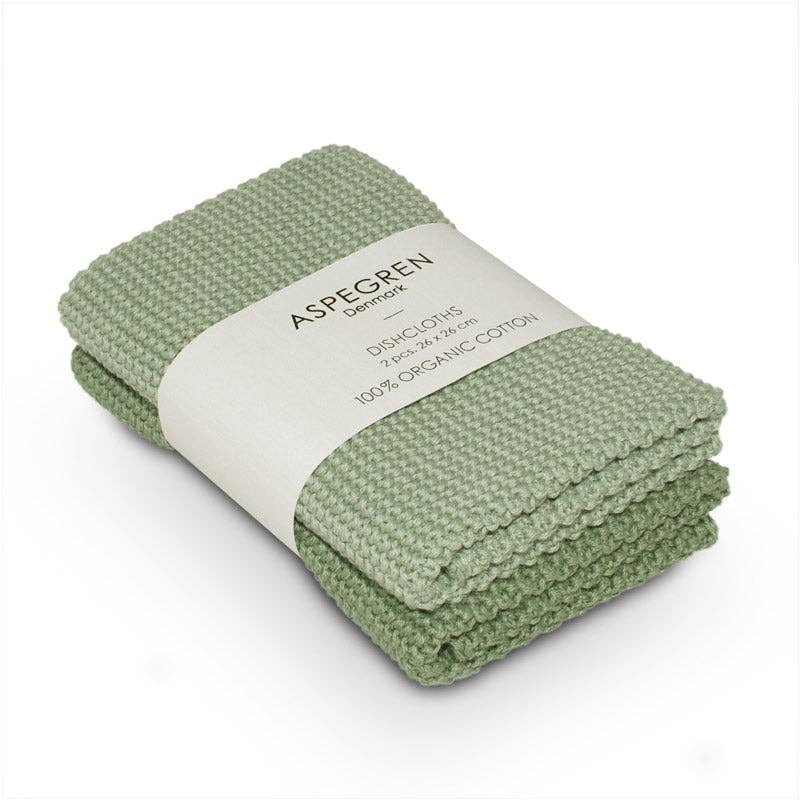 Aspegren Spültücher, gestrickt, einfarbig, Lorbeergrün: 26x26 cm
