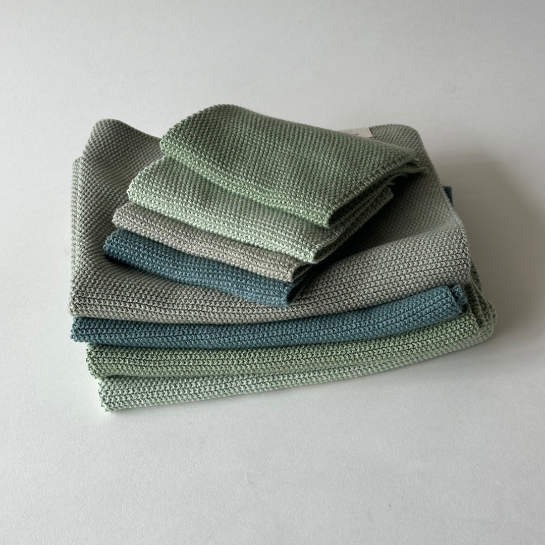 Aspegren Spültücher, gestrickt, einfarbig, Lorbeergrün: 26x26 cm