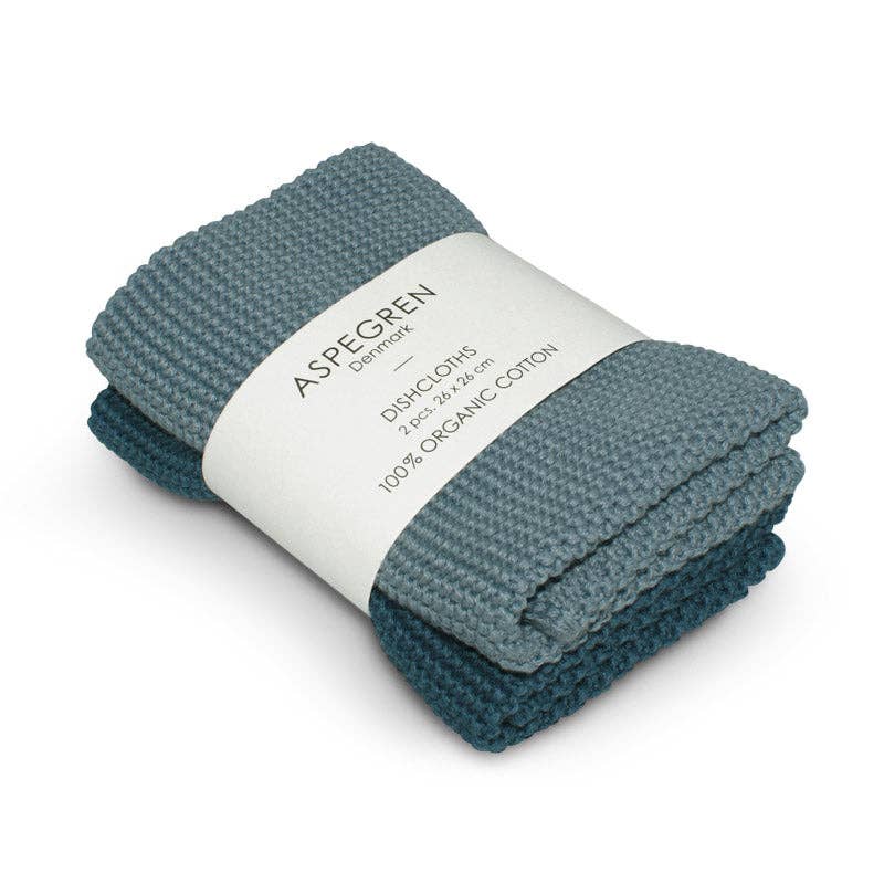 Aspegren Spültuch- Gestrickt - Einfarbig - Blau: 26x26 cm